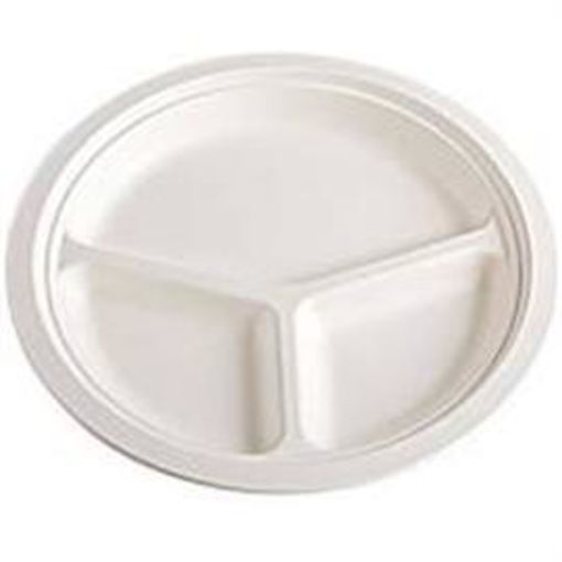 Picture of THREE COMPARTMENTS PLASTIC PLATES BLUE 10IN 5CT