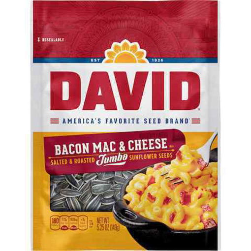 Picture of DAVID SUNFLOWER SEEDS BACON MAC N CHEESE JUMBO 5.25OZ