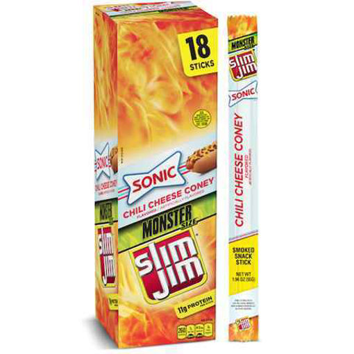 Picture of SLIM JIM BEEF JERKEY SONIC CHILI CHEESE CONEY MONSTER SIZE 1.94OZ 18CT